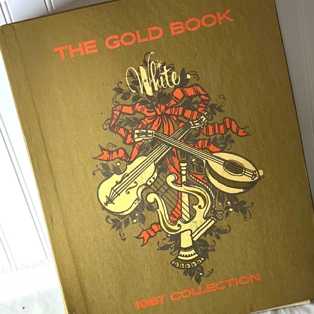 White The Gold Book 1967 Christmas Card Sample‎ Catalog Gold Vintage Excellent